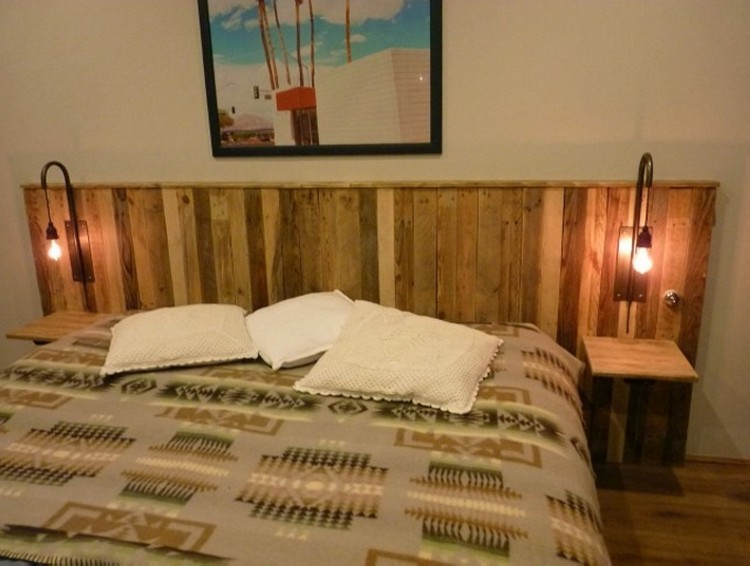 Recycled Pallet Headboard With Shelves, Headboard With Side Shelves