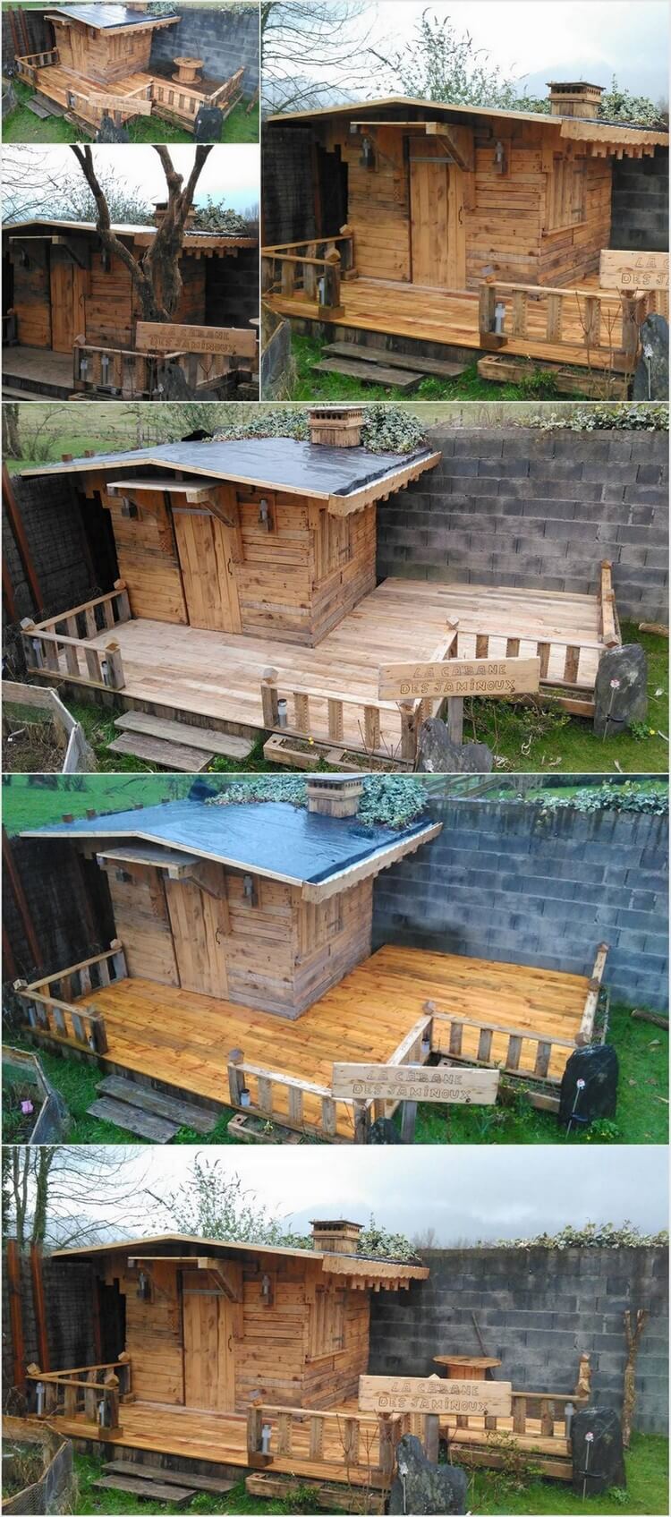 DIY Wood Pallet Patio Cabin Deck Project | Pallet Wood ...