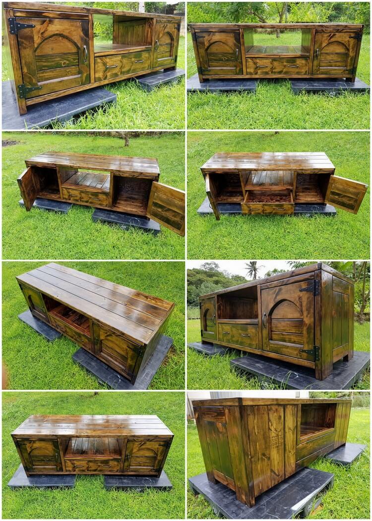 Wood Pallets Made Tv Stand Media Cabinet Pallet Wood Projects