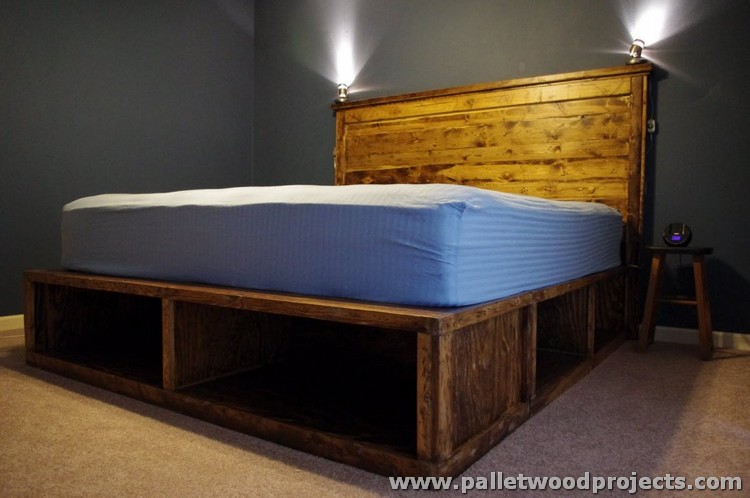 Pallet Bed With Storage Plans, How To Build A King Size Bed Frame From Pallets