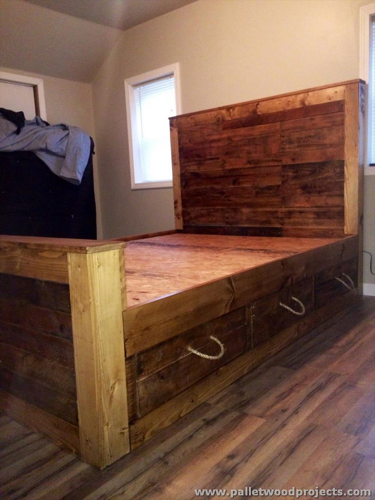 Pallet Bed With Storage Plans, King Size Pallet Bed With Storage