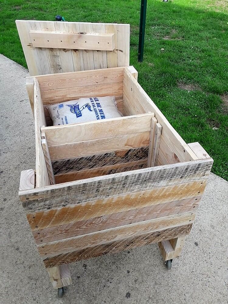 Recycled Wood Pallets Made Storage Box on Wheels | Pallet ...